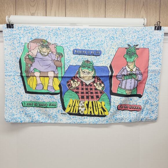 Disney Dinosaurs TV Show Vintage Pillow Case 18" x 29" Jim Henson - Picture 1 of 11